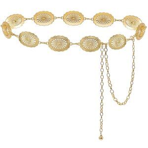 5269 Women's Turquoise Concho Chain Belt Western Cowgirl Metal Waist Chain